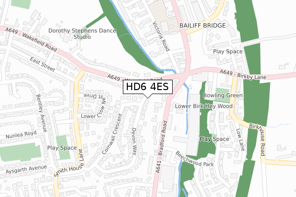 HD6 4ES map - large scale - OS Open Zoomstack (Ordnance Survey)