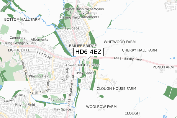 HD6 4EZ map - small scale - OS Open Zoomstack (Ordnance Survey)