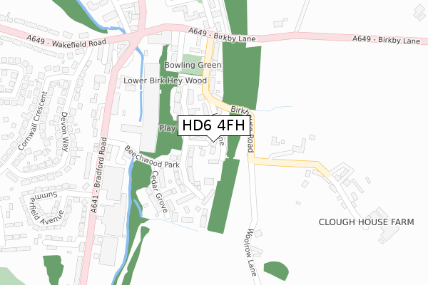HD6 4FH map - large scale - OS Open Zoomstack (Ordnance Survey)