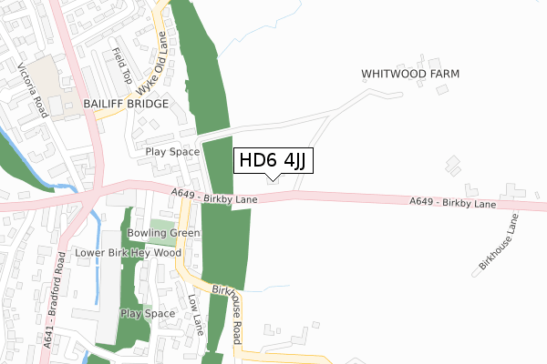 HD6 4JJ map - large scale - OS Open Zoomstack (Ordnance Survey)