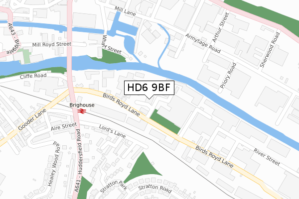 HD6 9BF map - large scale - OS Open Zoomstack (Ordnance Survey)