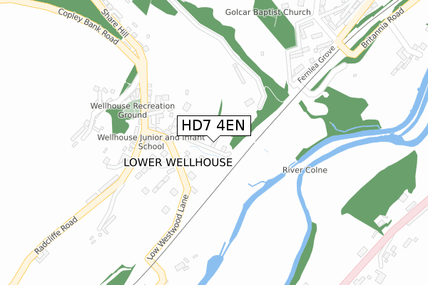 HD7 4EN map - large scale - OS Open Zoomstack (Ordnance Survey)