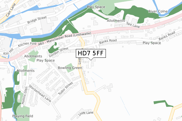 HD7 5FF map - large scale - OS Open Zoomstack (Ordnance Survey)