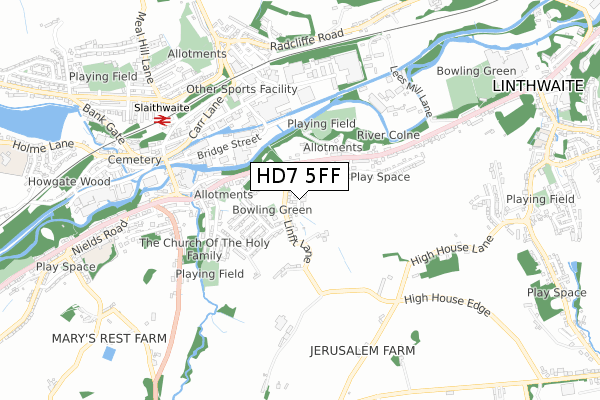 HD7 5FF map - small scale - OS Open Zoomstack (Ordnance Survey)