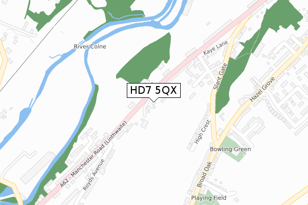 HD7 5QX map - large scale - OS Open Zoomstack (Ordnance Survey)