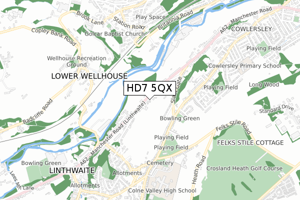 HD7 5QX map - small scale - OS Open Zoomstack (Ordnance Survey)