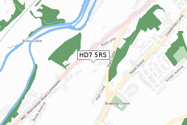 HD7 5RS map - large scale - OS Open Zoomstack (Ordnance Survey)