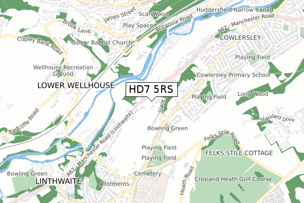 HD7 5RS map - small scale - OS Open Zoomstack (Ordnance Survey)