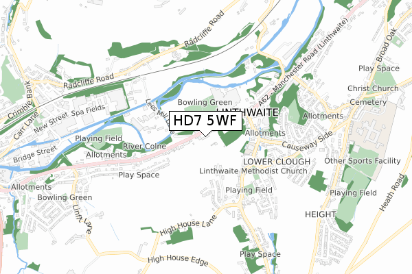 HD7 5WF map - small scale - OS Open Zoomstack (Ordnance Survey)