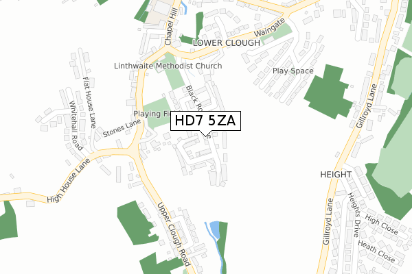 HD7 5ZA map - large scale - OS Open Zoomstack (Ordnance Survey) HD7 5ZA map - large scale - OS Open Zoomstack (Ordnance Survey)