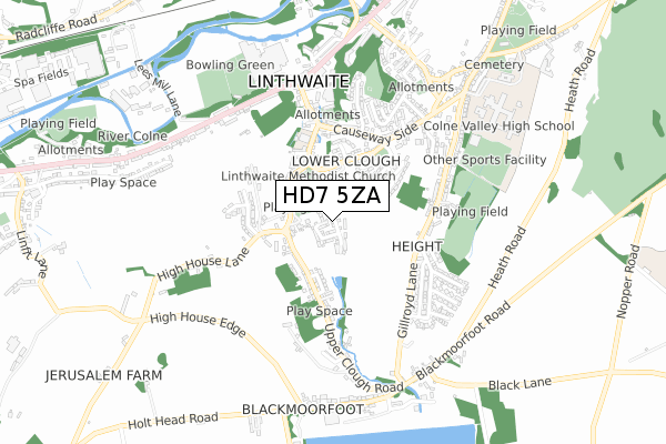 HD7 5ZA map - small scale - OS Open Zoomstack (Ordnance Survey)