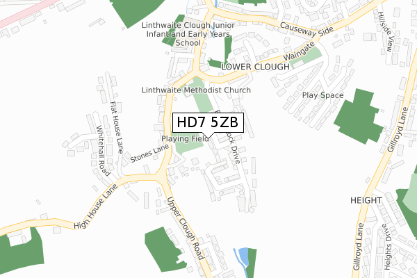 HD7 5ZB map - large scale - OS Open Zoomstack (Ordnance Survey)