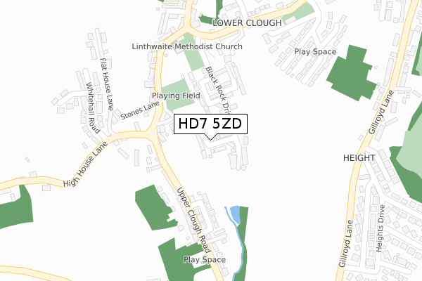 HD7 5ZD map - large scale - OS Open Zoomstack (Ordnance Survey)