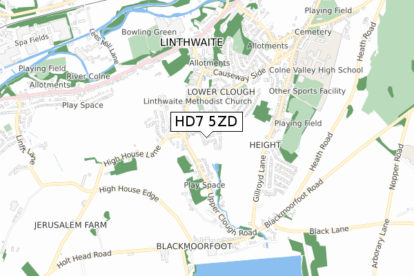 HD7 5ZD map - small scale - OS Open Zoomstack (Ordnance Survey)