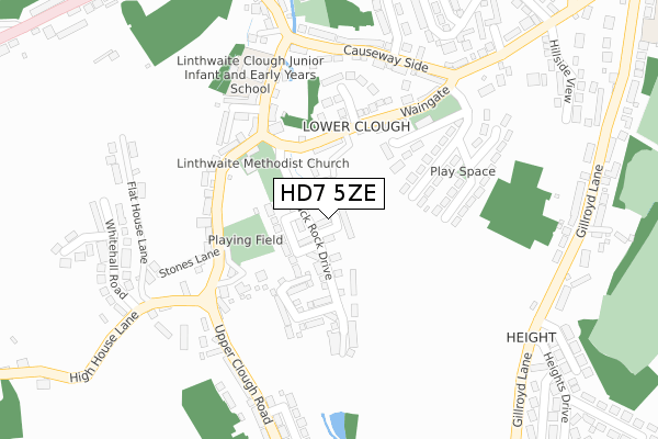 HD7 5ZE map - large scale - OS Open Zoomstack (Ordnance Survey)