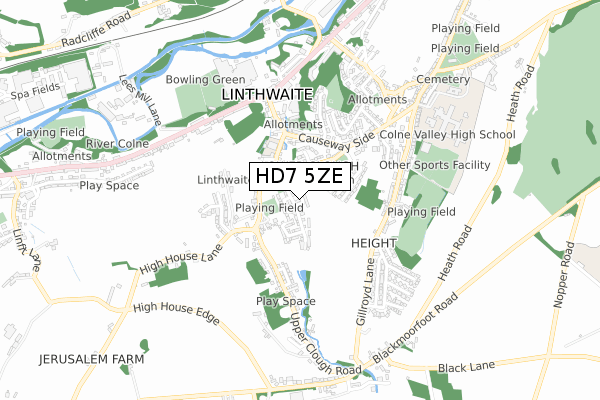 HD7 5ZE map - small scale - OS Open Zoomstack (Ordnance Survey)