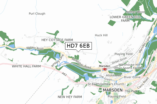 HD7 6EB map - small scale - OS Open Zoomstack (Ordnance Survey)