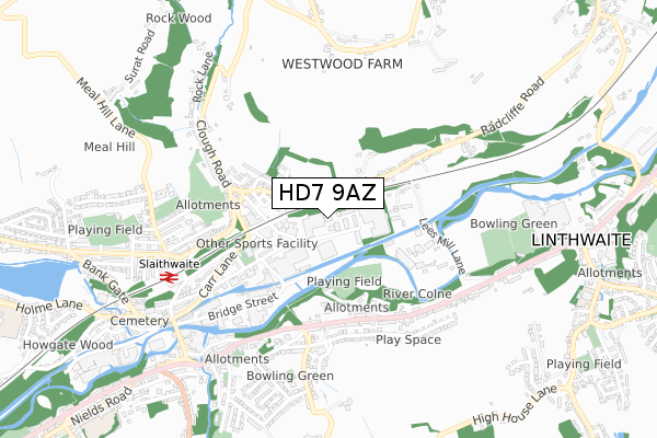 HD7 9AZ map - small scale - OS Open Zoomstack (Ordnance Survey) HD7 9AZ map - small scale - OS Open Zoomstack (Ordnance Survey)