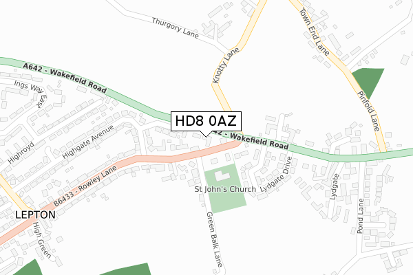 HD8 0AZ map - large scale - OS Open Zoomstack (Ordnance Survey) HD8 0AZ map - large scale - OS Open Zoomstack (Ordnance Survey)