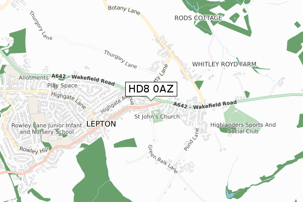 HD8 0AZ map - small scale - OS Open Zoomstack (Ordnance Survey) HD8 0AZ map - small scale - OS Open Zoomstack (Ordnance Survey)