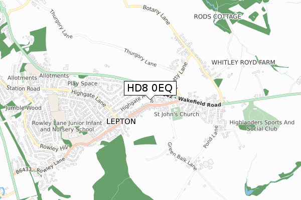 HD8 0EQ map - small scale - OS Open Zoomstack (Ordnance Survey) HD8 0EQ map - small scale - OS Open Zoomstack (Ordnance Survey)