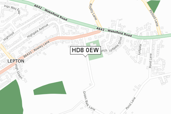 HD8 0EW map - large scale - OS Open Zoomstack (Ordnance Survey)