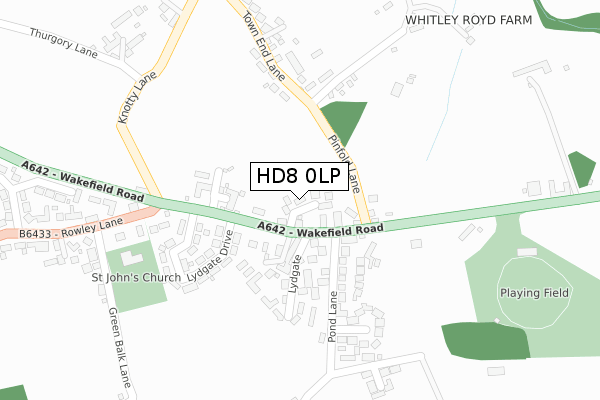 HD8 0LP map - large scale - OS Open Zoomstack (Ordnance Survey)
