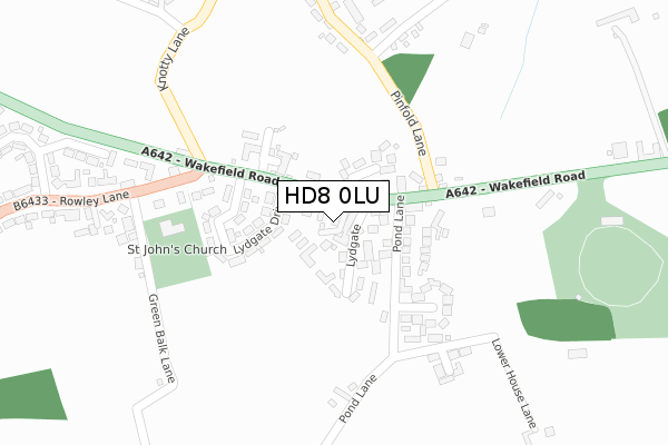 HD8 0LU map - large scale - OS Open Zoomstack (Ordnance Survey)