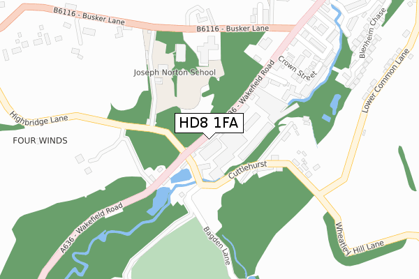 HD8 1FA map - large scale - OS Open Zoomstack (Ordnance Survey) HD8 1FA map - large scale - OS Open Zoomstack (Ordnance Survey)