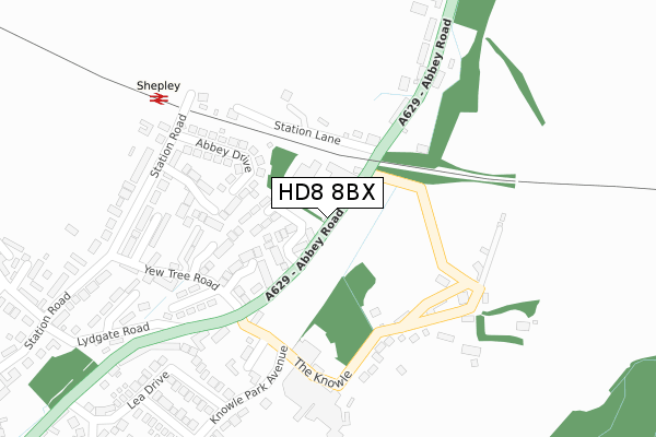 HD8 8BX map - large scale - OS Open Zoomstack (Ordnance Survey) HD8 8BX map - large scale - OS Open Zoomstack (Ordnance Survey)