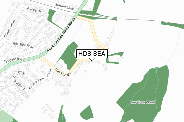 HD8 8EA map - large scale - OS Open Zoomstack (Ordnance Survey)