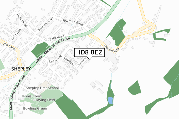 HD8 8EZ map - large scale - OS Open Zoomstack (Ordnance Survey)