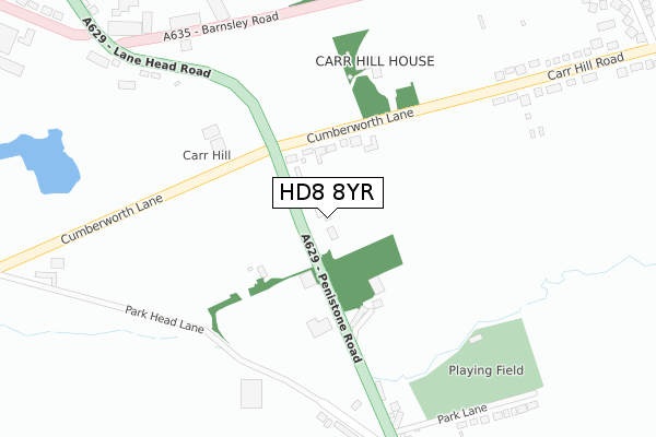 HD8 8YR map - large scale - OS Open Zoomstack (Ordnance Survey)