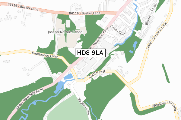HD8 9LA map - large scale - OS Open Zoomstack (Ordnance Survey)