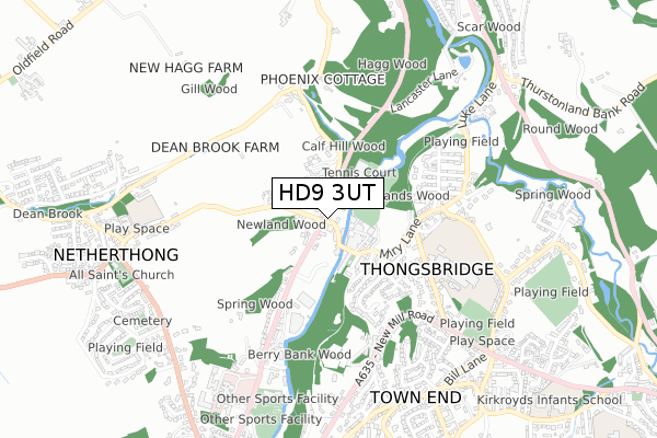 HD9 3UT map - small scale - OS Open Zoomstack (Ordnance Survey)