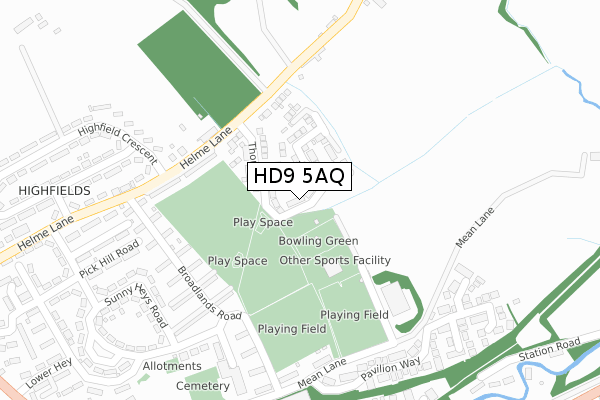 HD9 5AQ map - large scale - OS Open Zoomstack (Ordnance Survey)