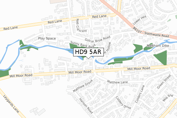HD9 5AR map - large scale - OS Open Zoomstack (Ordnance Survey)