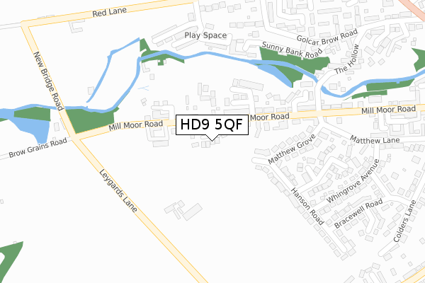 HD9 5QF map - large scale - OS Open Zoomstack (Ordnance Survey)