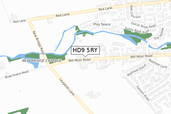 HD9 5RY map - large scale - OS Open Zoomstack (Ordnance Survey)