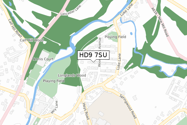 HD9 7SU map - large scale - OS Open Zoomstack (Ordnance Survey)