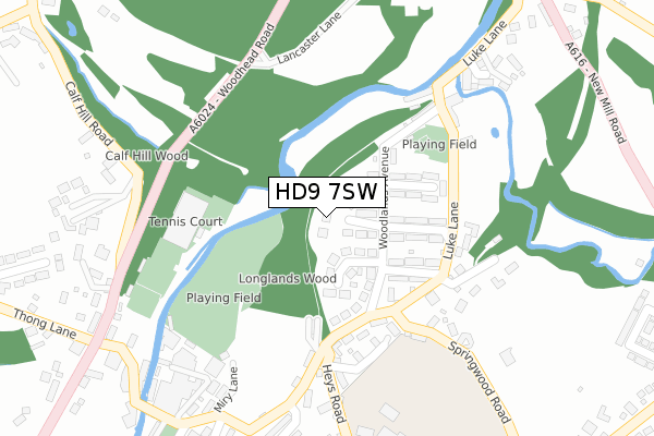 HD9 7SW map - large scale - OS Open Zoomstack (Ordnance Survey)