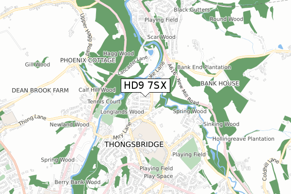HD9 7SX map - small scale - OS Open Zoomstack (Ordnance Survey)