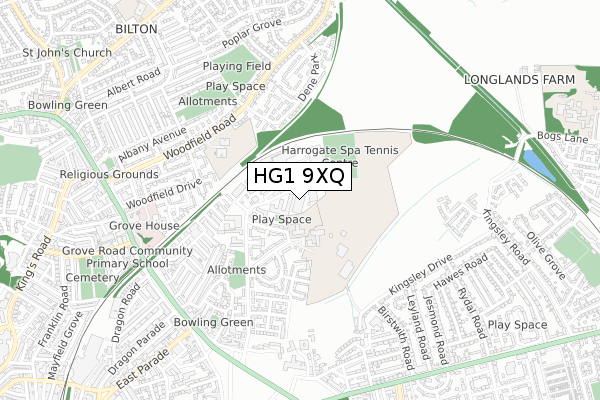 HG1 9XQ map - small scale - OS Open Zoomstack (Ordnance Survey) HG1 9XQ map - small scale - OS Open Zoomstack (Ordnance Survey)