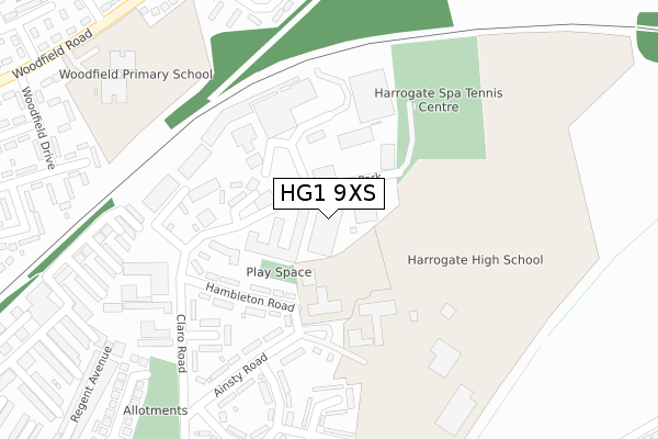 HG1 9XS map - large scale - OS Open Zoomstack (Ordnance Survey)