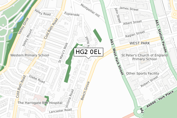 HG2 0EL map - large scale - OS Open Zoomstack (Ordnance Survey)