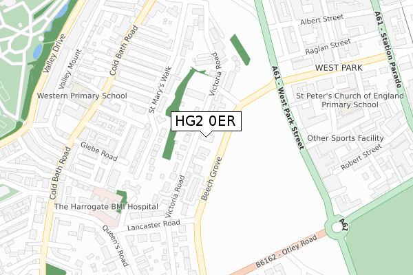 HG2 0ER map - large scale - OS Open Zoomstack (Ordnance Survey)