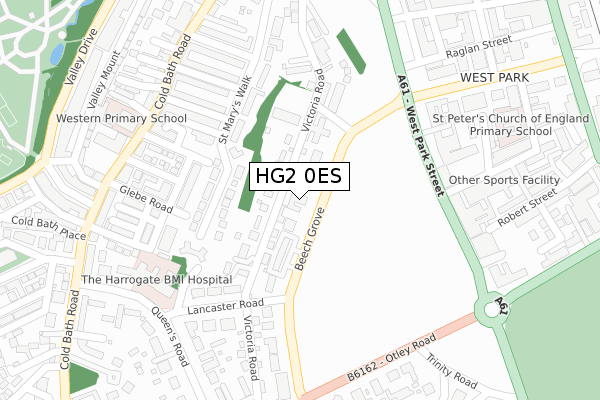 HG2 0ES map - large scale - OS Open Zoomstack (Ordnance Survey)