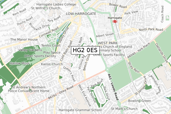 HG2 0ES map - small scale - OS Open Zoomstack (Ordnance Survey)