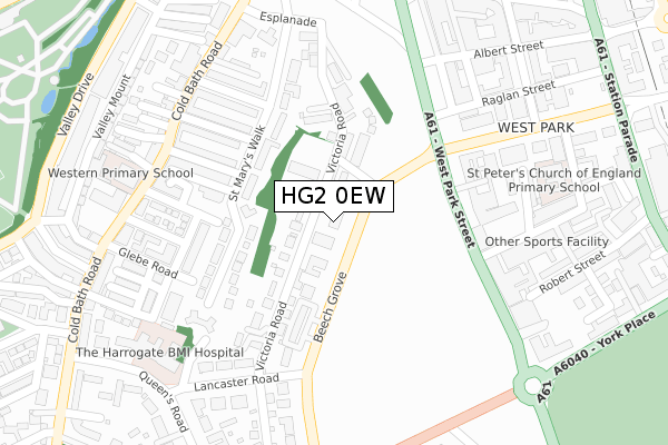 HG2 0EW map - large scale - OS Open Zoomstack (Ordnance Survey)