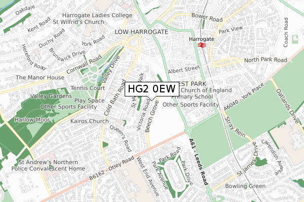 HG2 0EW map - small scale - OS Open Zoomstack (Ordnance Survey)